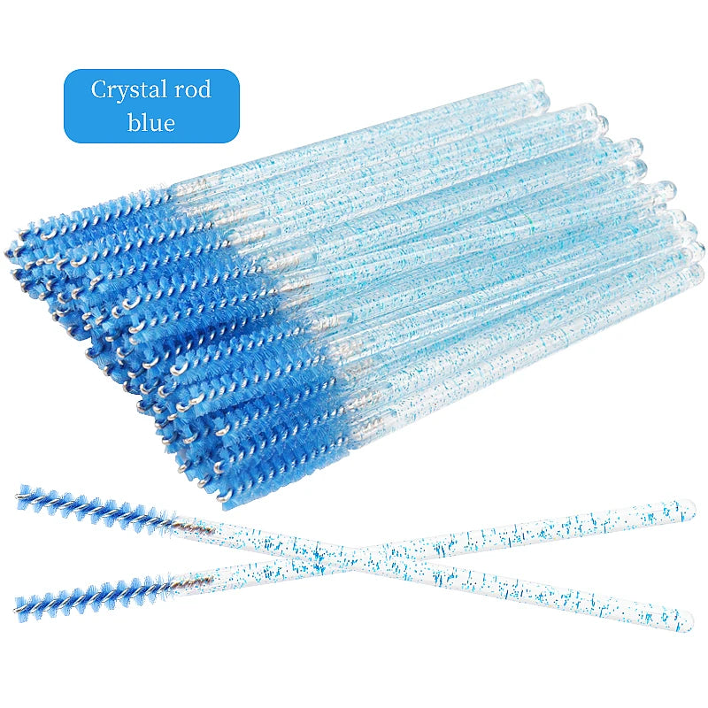 50 Pcs Disposable Eyelash Brushes with Diamond Handles - Smarsty
