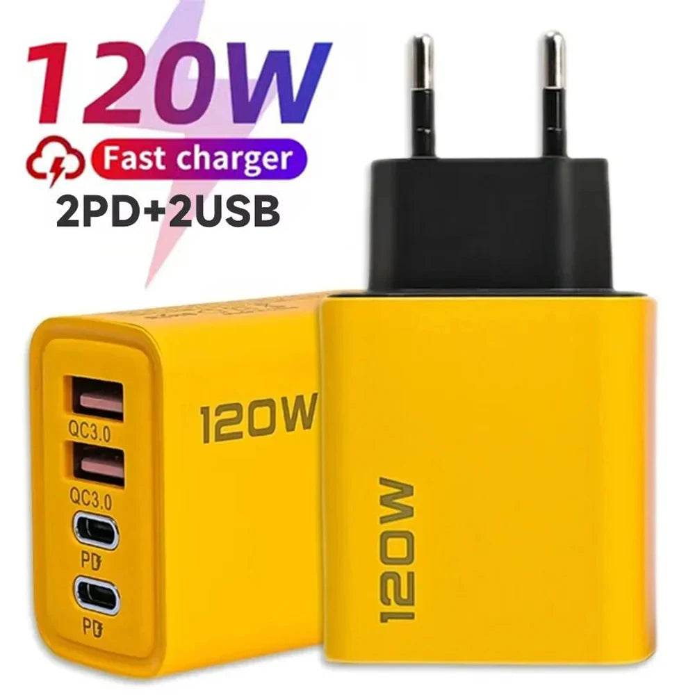 Compact 120W USB C PD Fast Wall Charger Global Plug - Smarsty