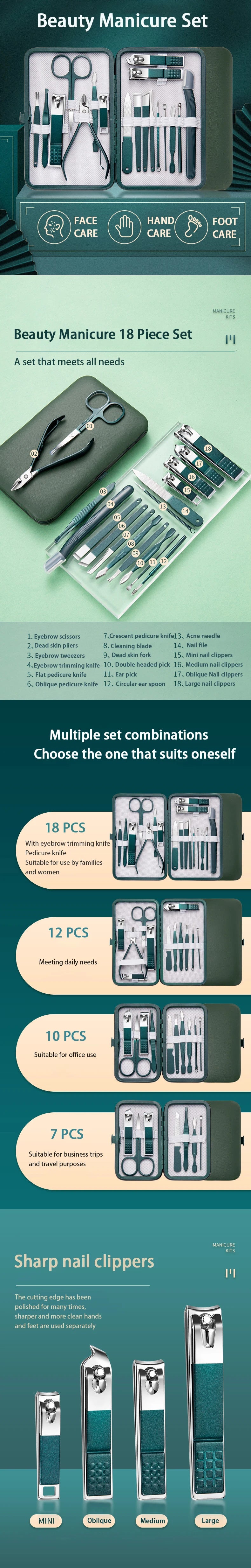 Portable Manicure Set with Sharp Stainless Steel Tools - Smarsty