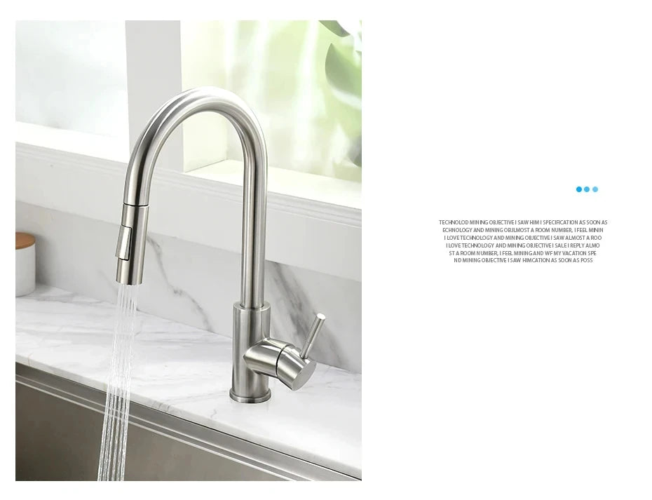 Stainless Steel Pull-Out Kitchen Faucet with Hot and Cold Water - Smarsty