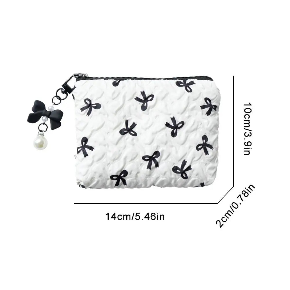 Bow Canvas Makeup Bag Large Capacity Travel Organizer - Smarsty
