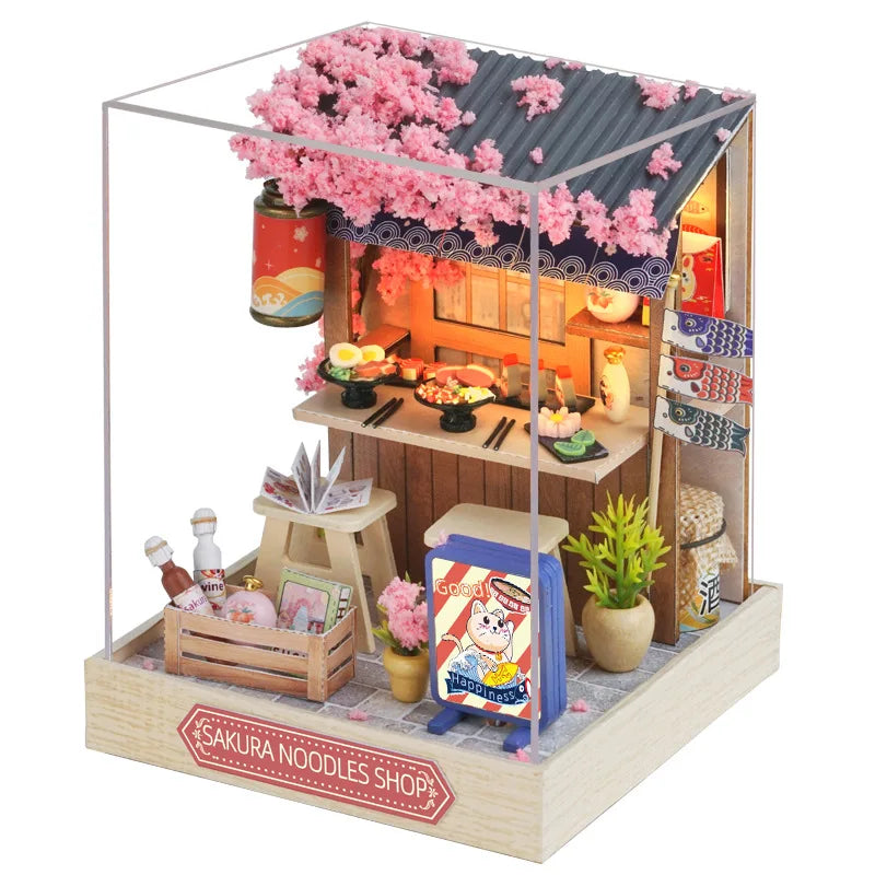 DIY Miniature Dollhouse Kits Hourly Light Studio House Sea Villa Wooden Doll House With Furniture Building Kids Toys Xmas Gifts by Smarsty