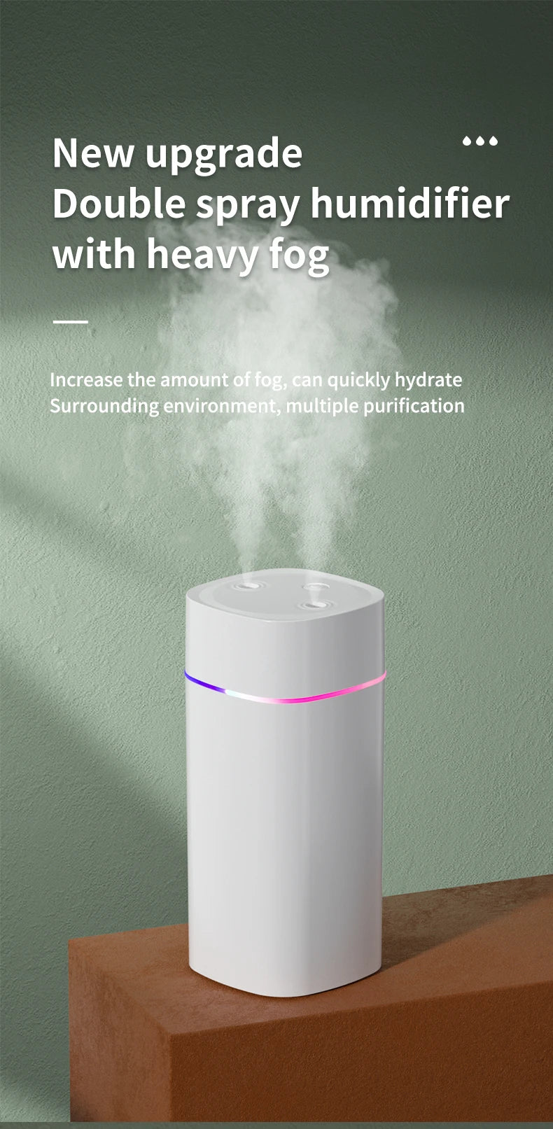 USB Essential Oil Humidifier with Double Spray Mist - Smarsty