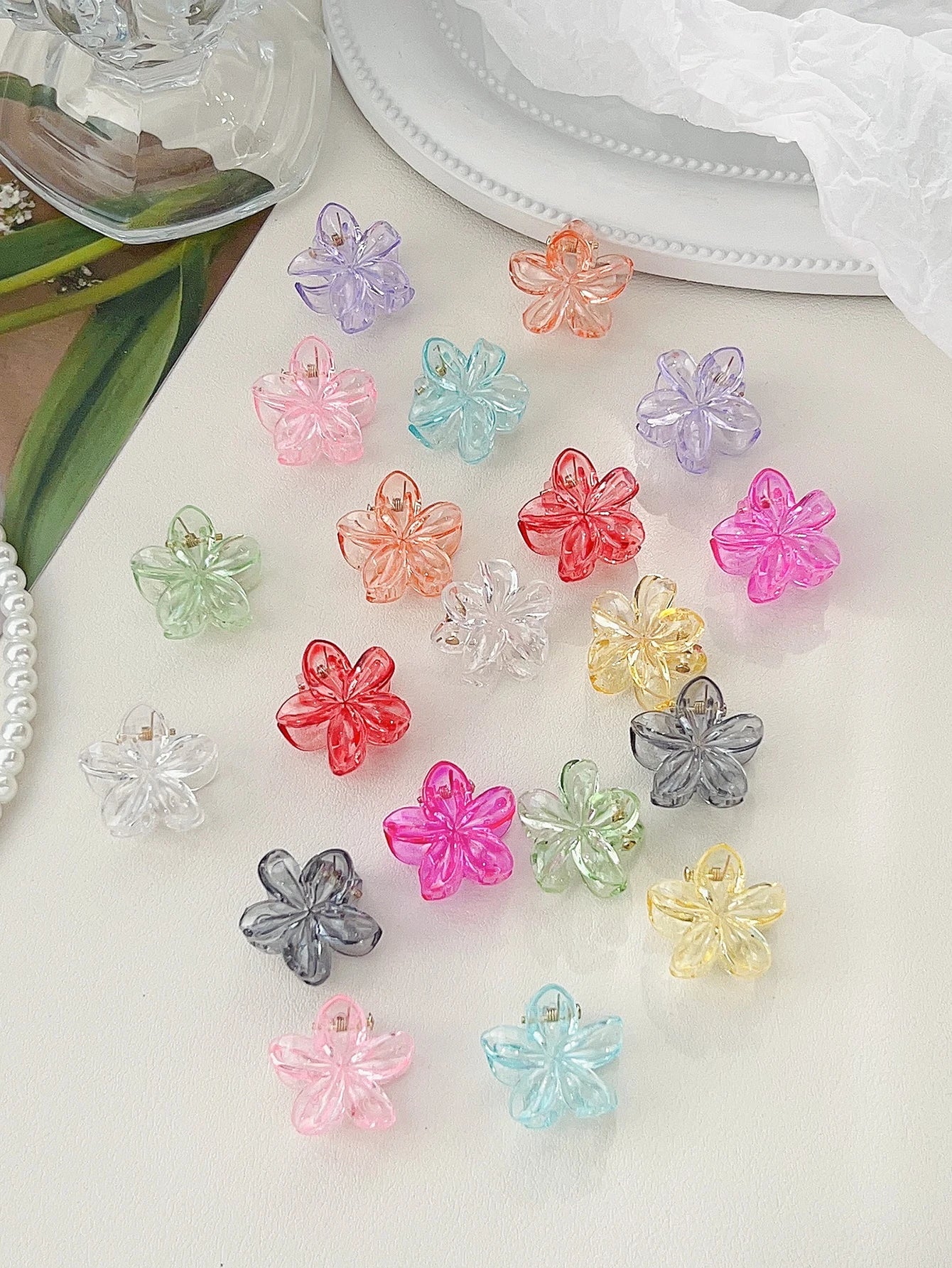 Mini Flower Hair Clips Pack Creaseless Claw Clips For Bangs - Smarsty