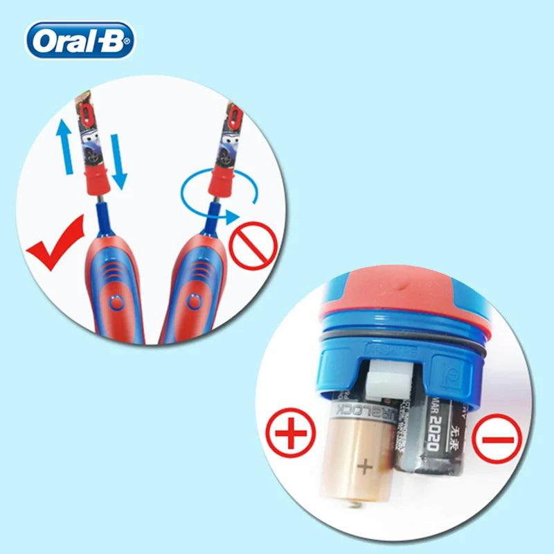 Oral B DB5510K Electric Toothbrush Children Rotary Teeth Brush Soft Bristles 2Min Timer Waterproof Battery Powered For 3-12 Ages - Smarsty