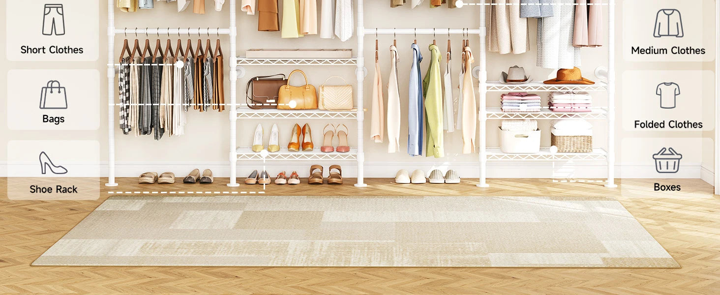 L4 Wall Mounted Industrial Pipe Clothes Rack, Closet Organizer System with Rods Expandable, Clothing Rack, Corner Garment Rack