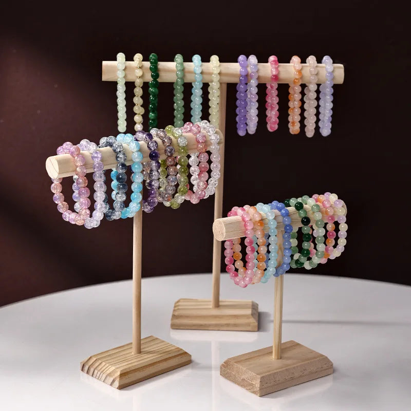 Solid Wood Jewelry Display Stand With Wooden Base - Smarsty