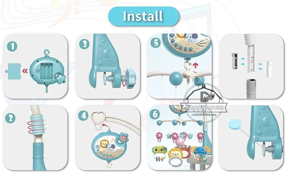 Musical Baby Crib Mobile with Lights Music Projection for Infants 0-6 Months Remote Control Crib Toys for Newborn Baby Mobile by Smarsty