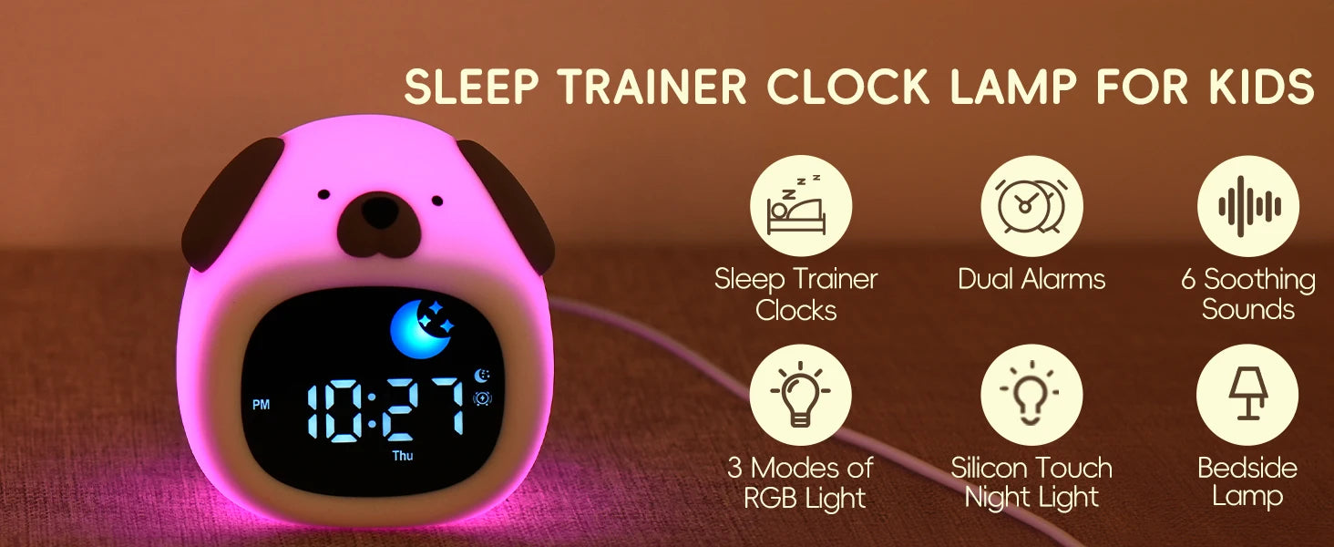 Puppy-Shaped Kids Alarm Clock with Night Light - Smarsty