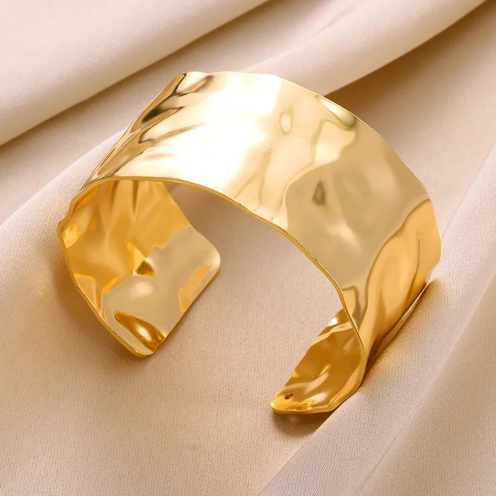 Gold Color Stainless Steel Cuff Bracelet for Women - Smarsty