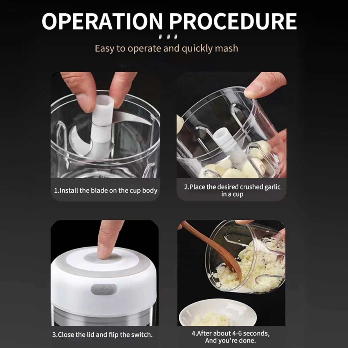 Electric Kitchen Food Chopper Mini Garlic Masher crusher USB Portable Meat Grinder Vegetable Chopper for Kitchen Gadgets by Smarsty