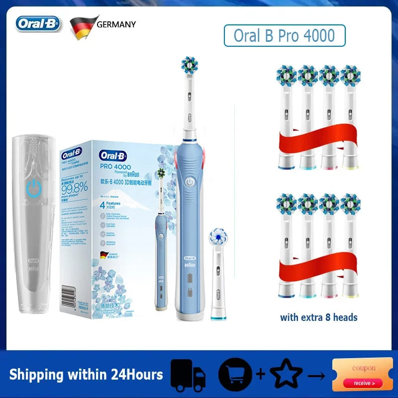 Oral B Electric Toothbrush Pro 4000 with Pressure Sensor - Smarsty