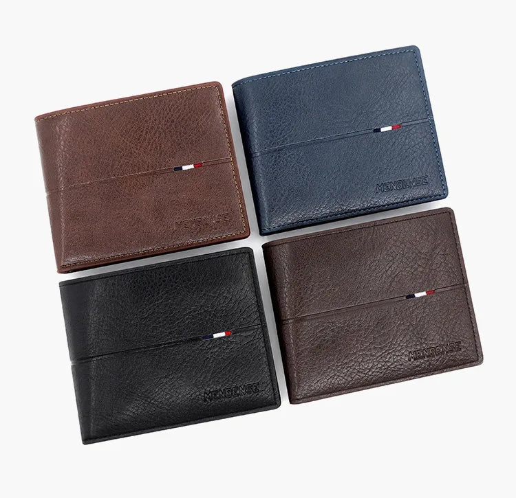 Slim Men Wallets New Short Zipper Card Holder Photo Holder Male Purse Simple Coin Pocket High Quality PU Leather Men's Wallet - Smarsty