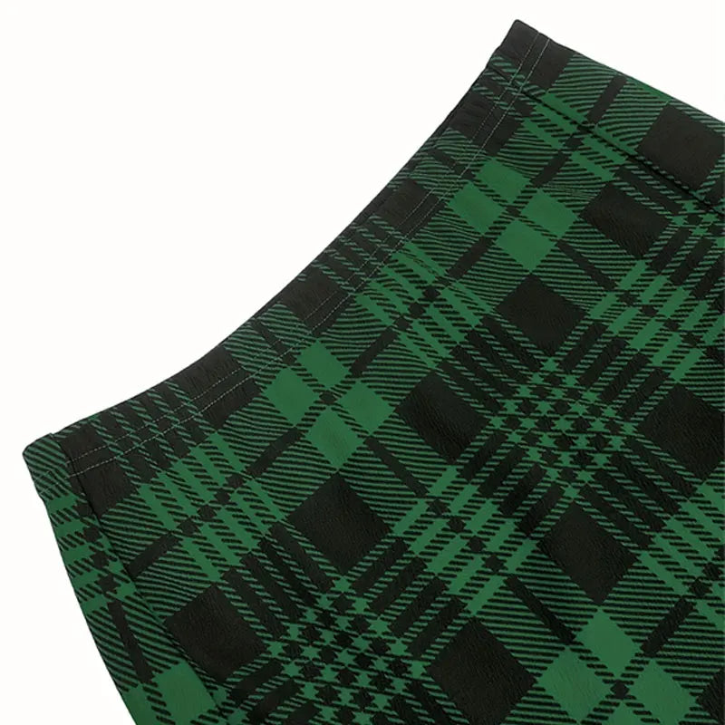 Plaid Skirt Sexy Micro Skirt Offiece Lady Red Green Elegant Pencil Mini Skirts Streetwear High Waist Lady Short Skirt for Women - Smarsty