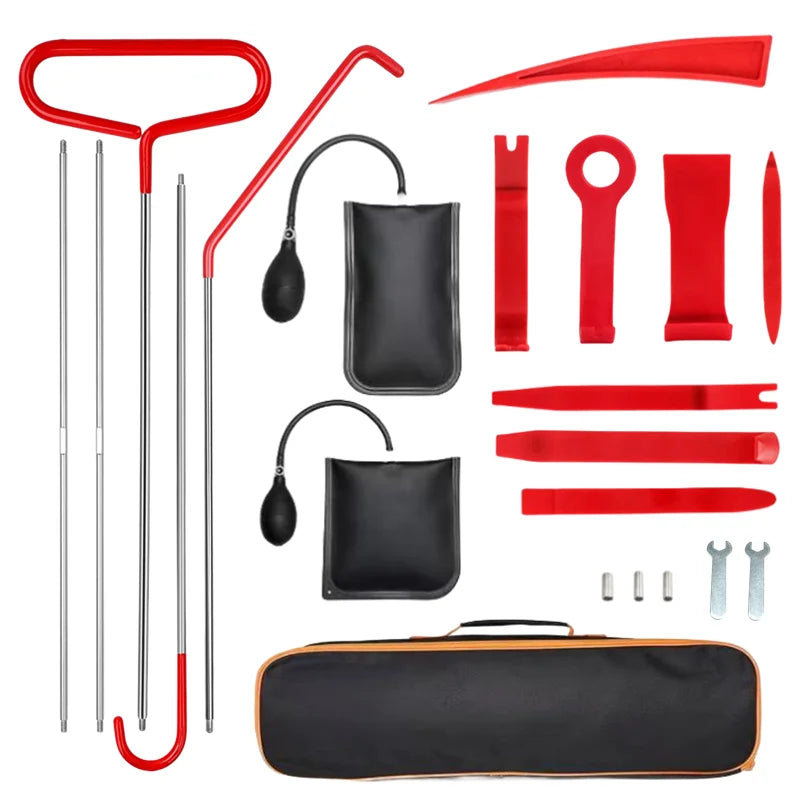 21/18PCS Car Door Tool Kit Inflatable Air Pump Auto Window Door Open Fixing Gripper Tools Long Reach Kits with Carrying Bag - Smarsty