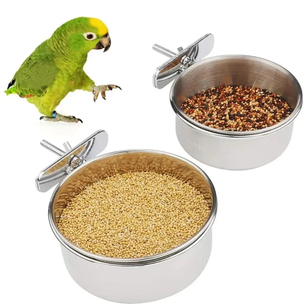 Stainless Steel Bird Feeder Bowl with Clamp Design - Smarsty
