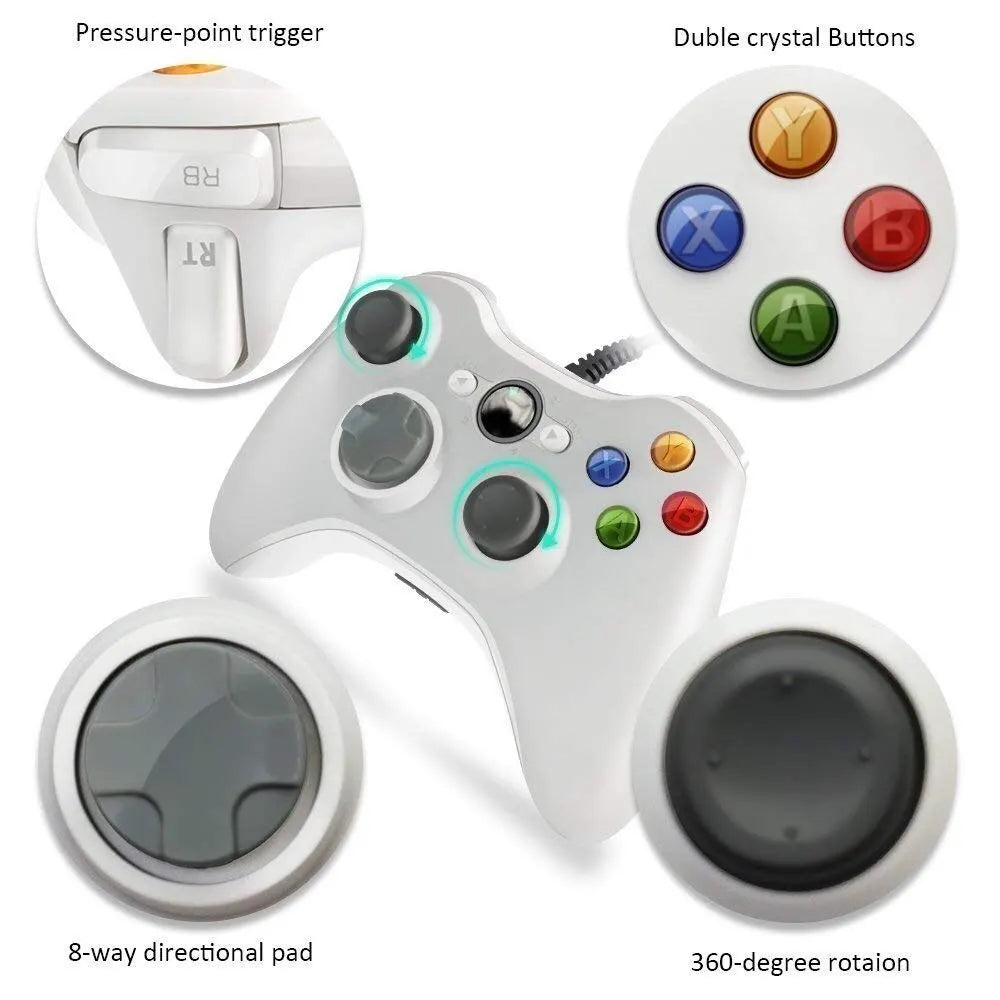 Xbox 360 Wired Game Controller With Dual Vibration Feature - Smarsty