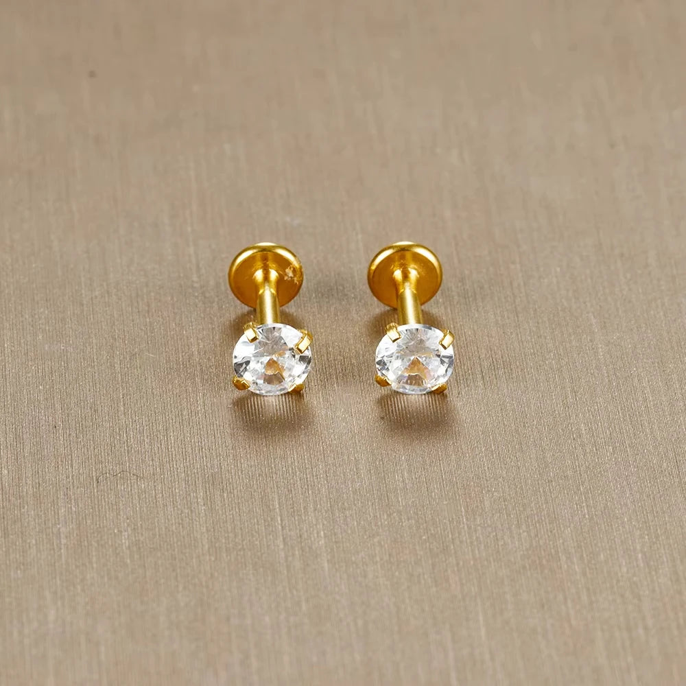 Labret Tragus Stud 16G Surgical Stainless Steel CZ Crystal - Smarsty