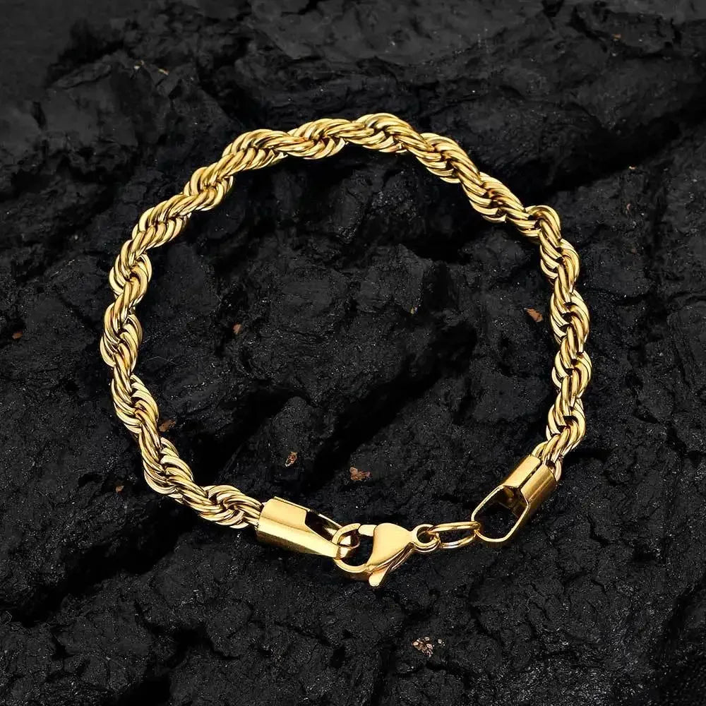 Stainless Steel Twisted Rope Chain Bracelet Waterproof - Smarsty