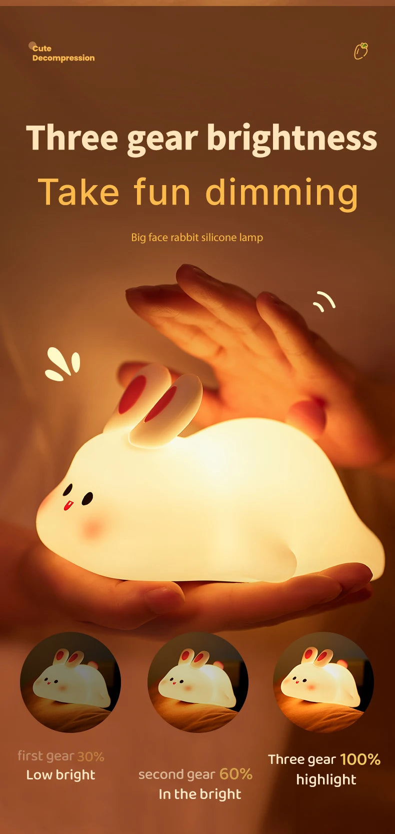 Cute Silicone LED Night Light for Kids Bedroom - Smarsty