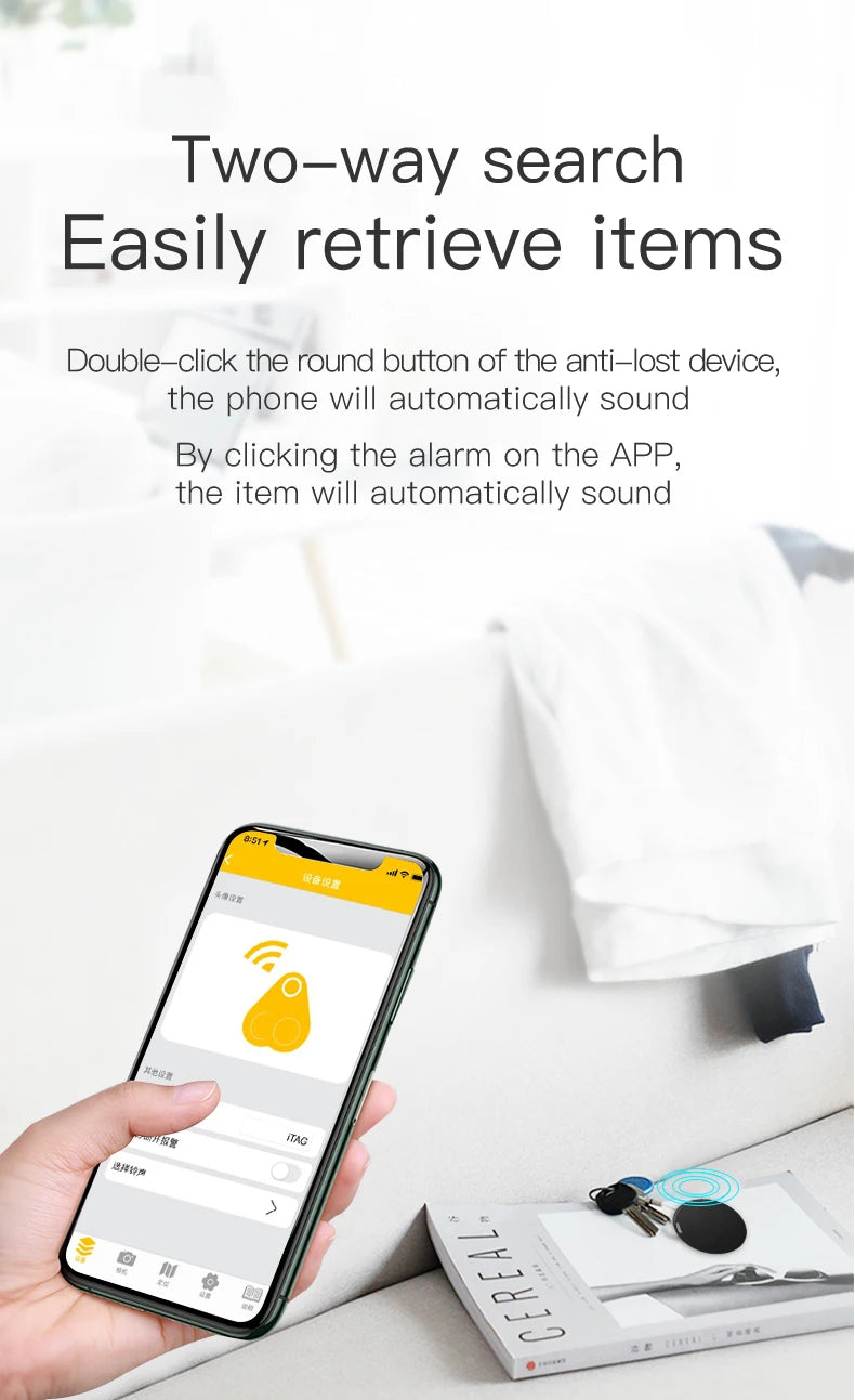 Mini Bluetooth Tracker for Keys and Pets - Smarsty