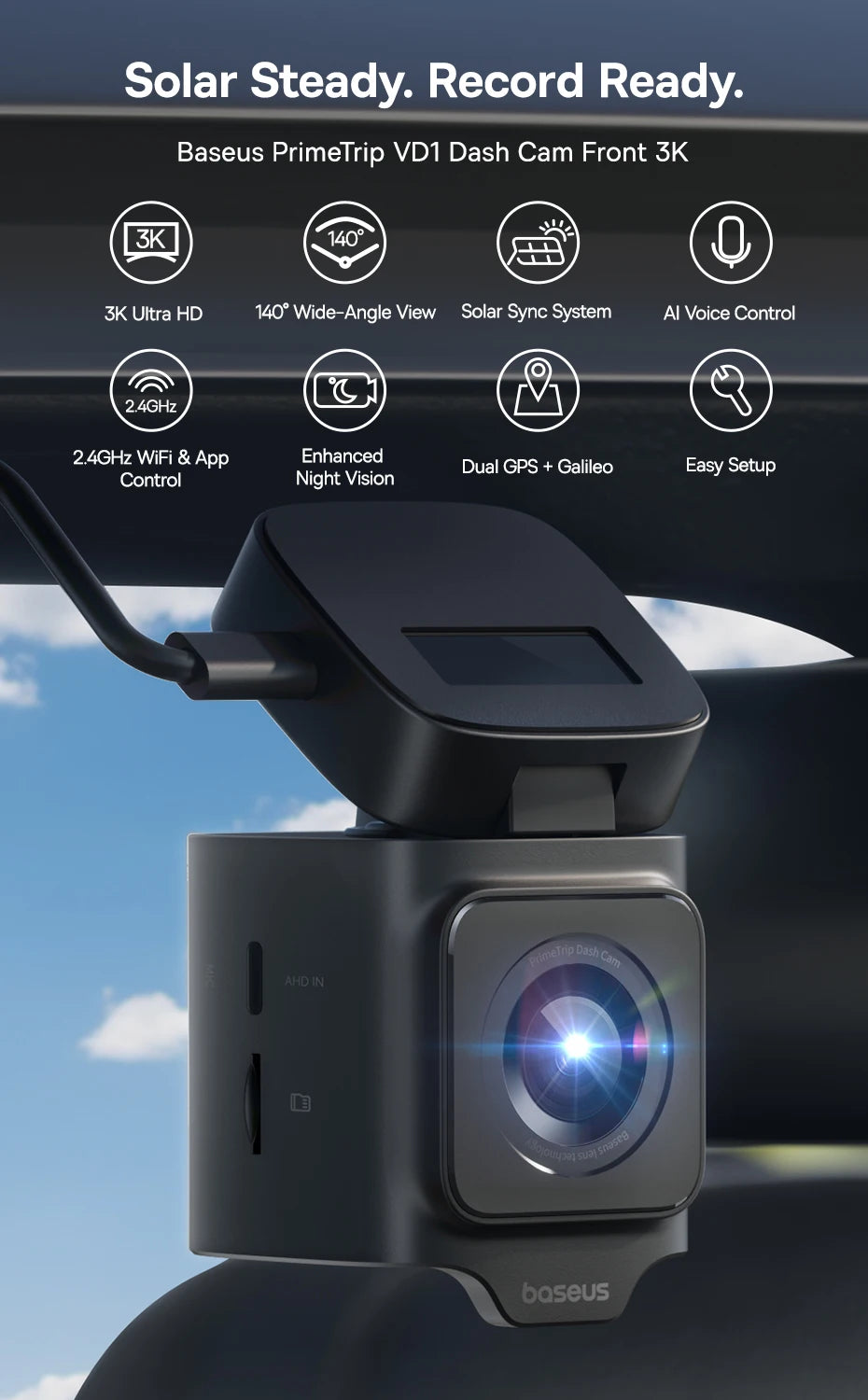 Front And Rear Dash Cam With GPS Galileo 24H Parking - Smarsty