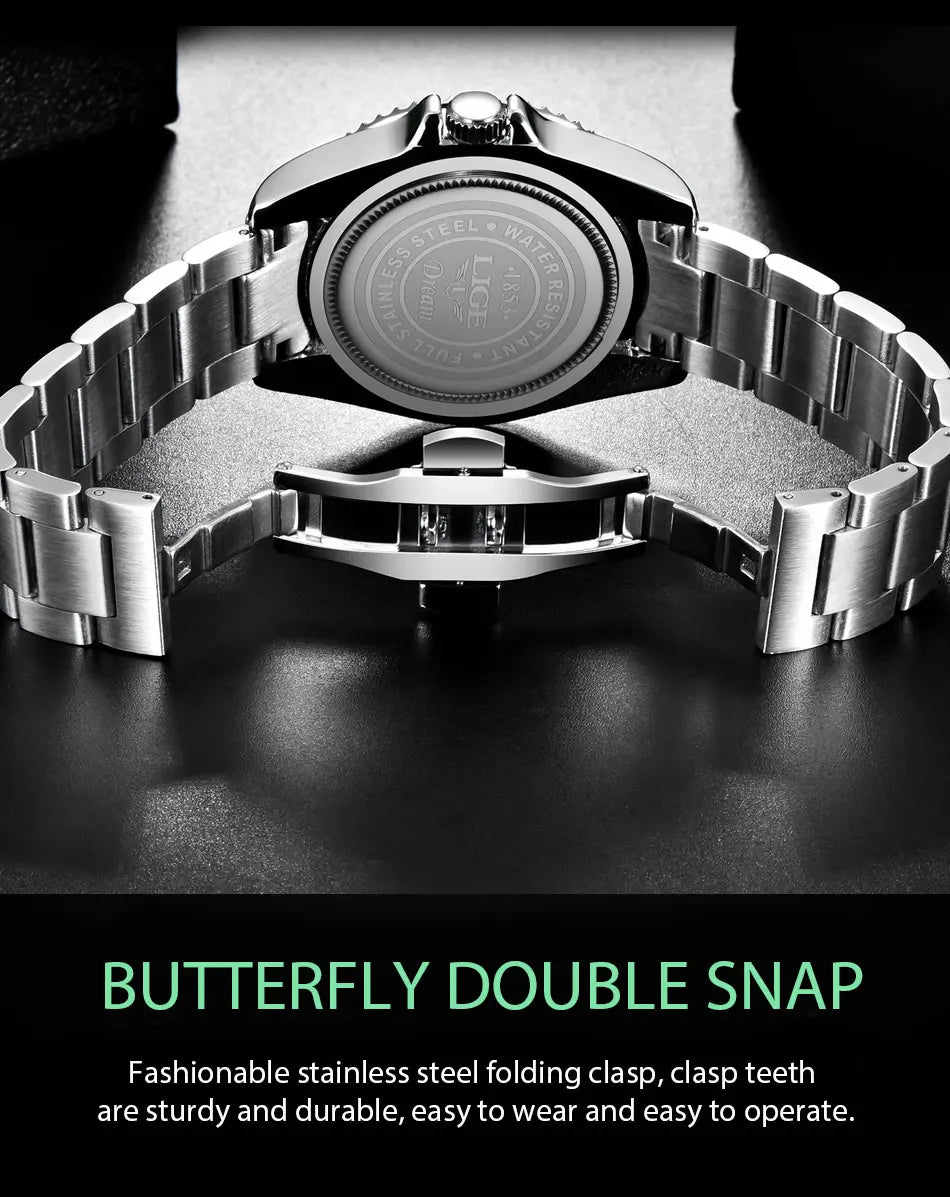 LIGE Luxury Waterproof Diver Watch for Men - Smarsty