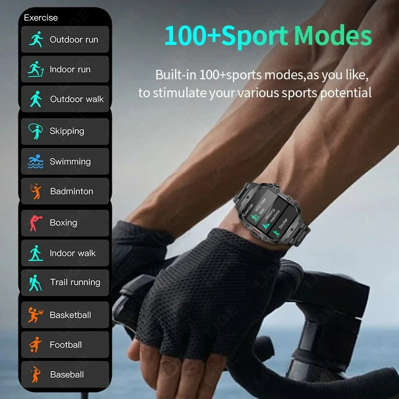 Rugged Military Smart Watch for Men with Bluetooth Calling - Smarsty