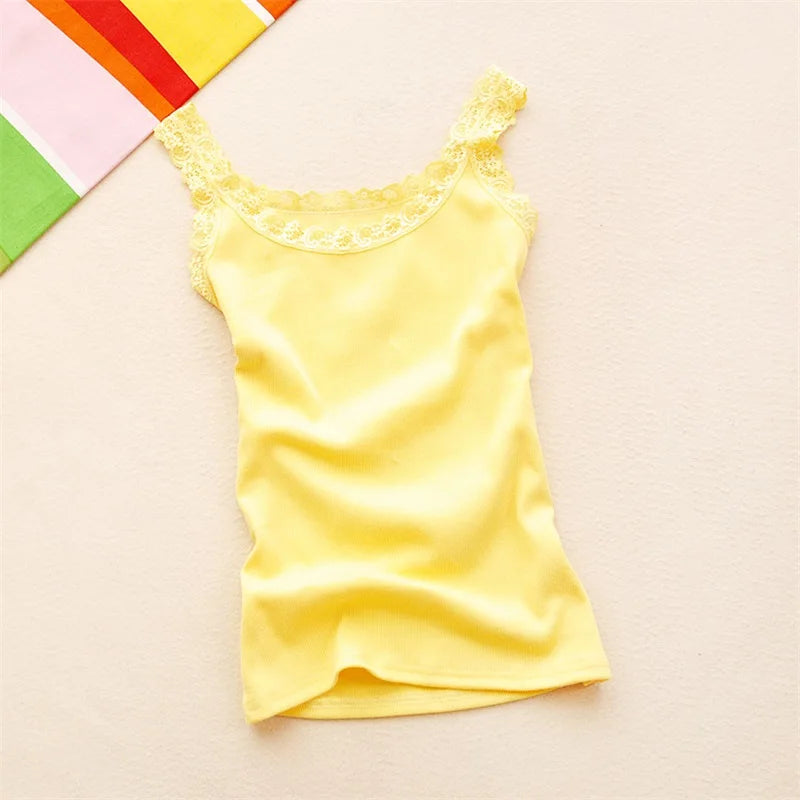 Black Tops Summer Sleeveless Women Tank Top With Lace Top Red Inside Wear Lace Camisoles Loose Underwear Womens Clothing Vest - Smarsty