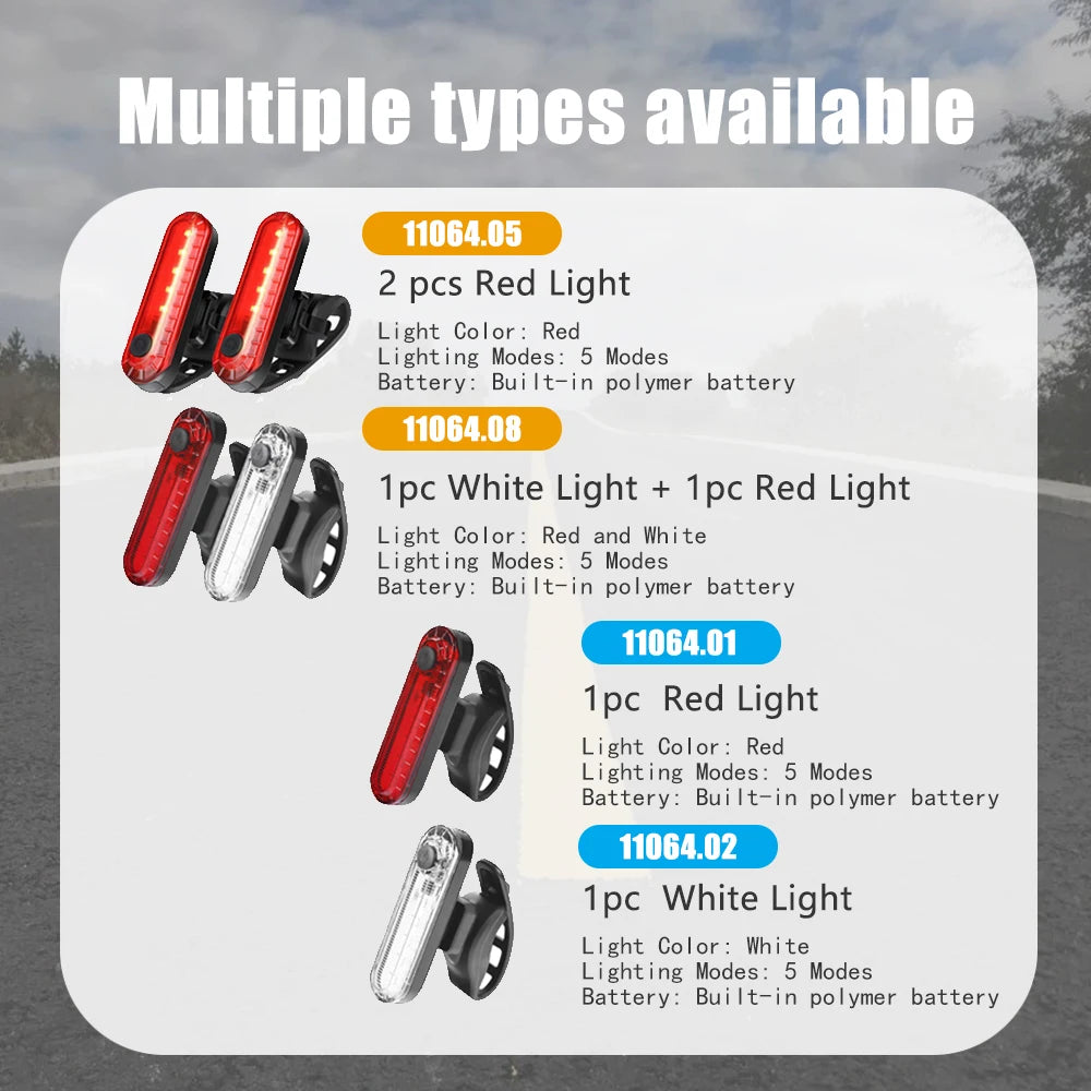 Rear Bike Tail Light USB Rechargeable Ultra Bright Taillights Fit On Bicycle Easy to Install for Cycling Safety Bicycle Light - Smarsty