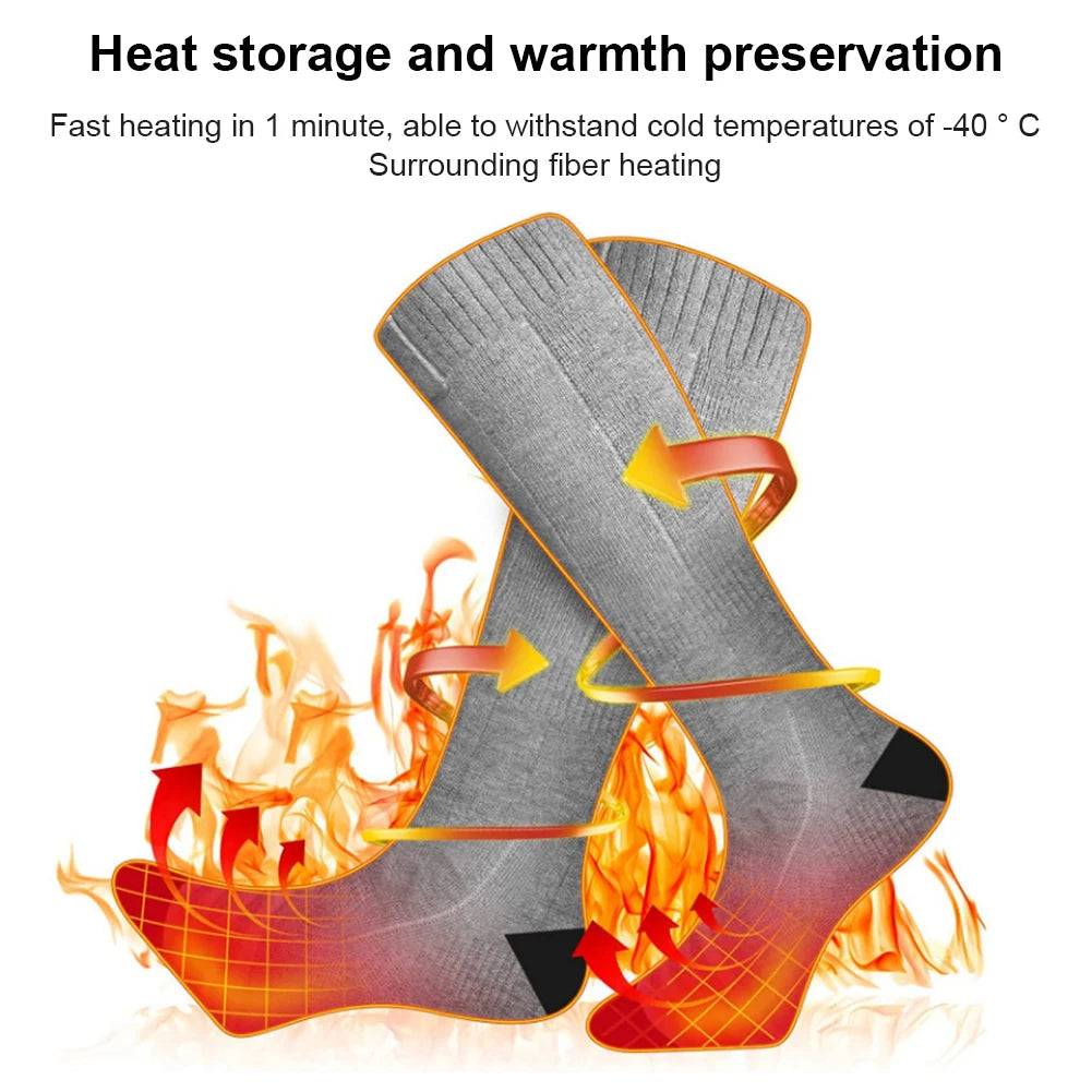 Electric Heating Socks 3 Mode Rechargeable Anti-Cold Thermal Heated Foot Warmer For Outdoor Camping Ski Sport Winter(no battery)