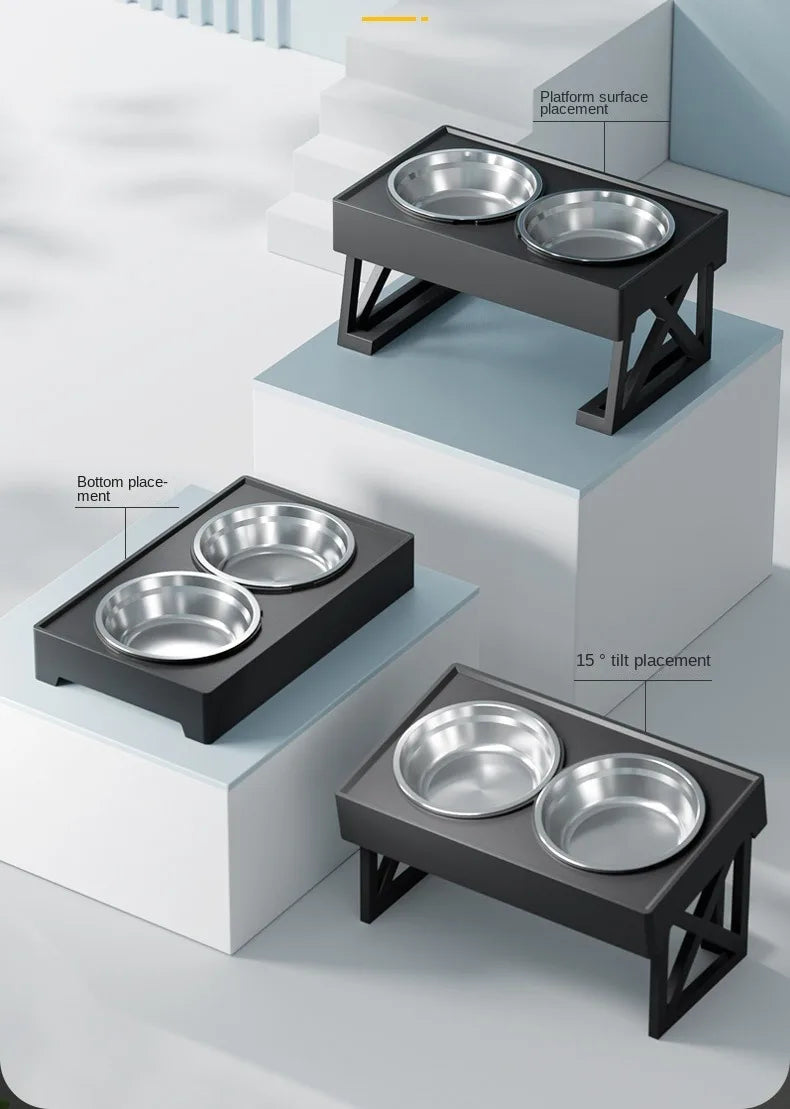 Adjustable Height Elevated Dog Feeding Bowl Stand - Smarsty