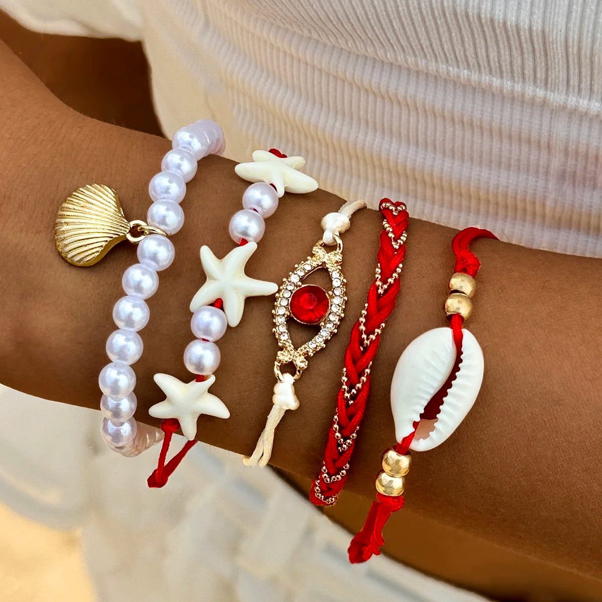 Bohemian Imitation Pearl Bracelets Set for Women - Smarsty