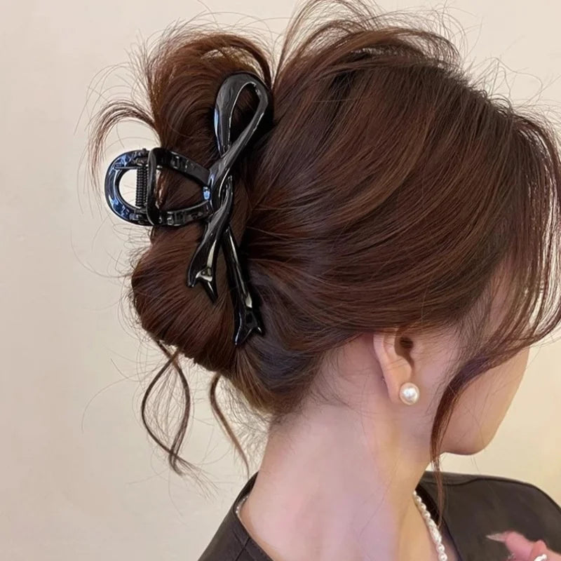 13cm Acrylic Bow Hair Claw Clip Glossy Strong Grip Women - Smarsty