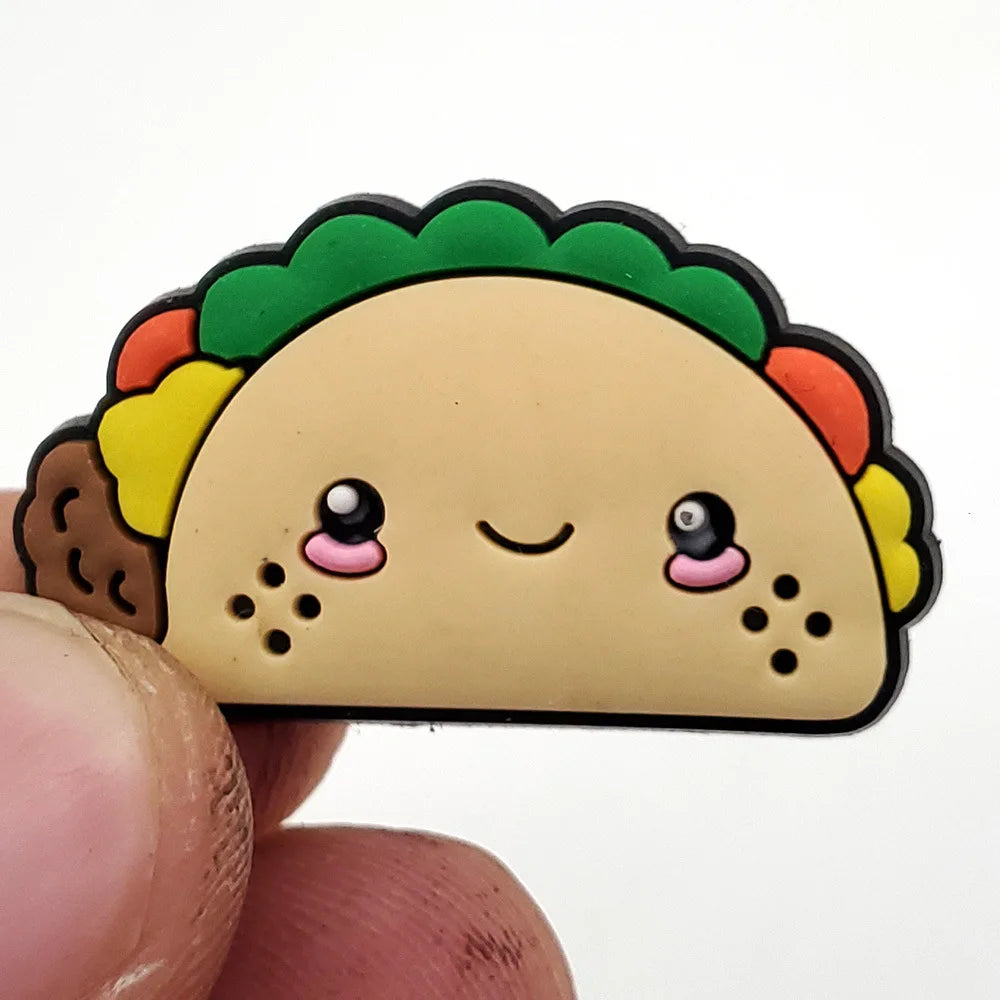 20pcs Food Series Cake Pizza PVC Shoe Charms Accessories Clogs Bubble Slides Sandals Shoe Buckles Decorations Pins Kids Gifts