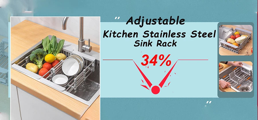 Home Storage Drain Basket Kitchen Sink Holder Adjustable Soap Sponge Shlf Hanging Drain Basket Bag Kitchen Accessories by Smarsty