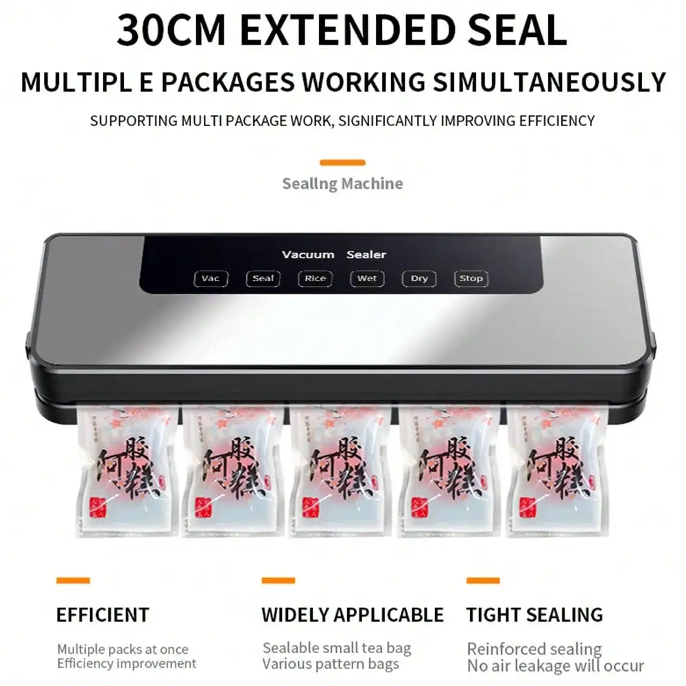 Automatic Vacuum Sealer Machine for Food Storage, Compact Household Sealing System with 30pcs Bags, Keeps Food Fresh Longer