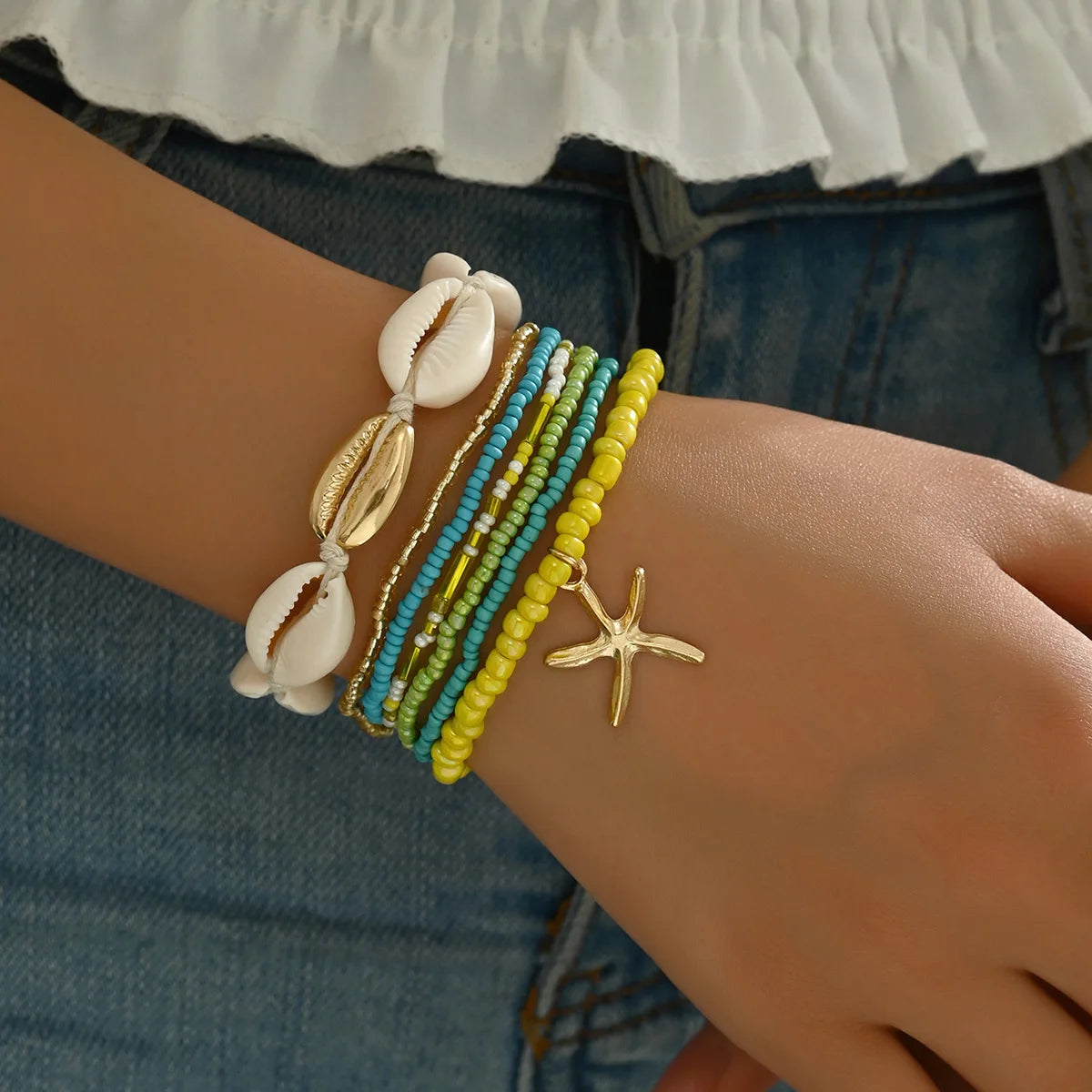 Summer Women's Bohemian Shell Bracelet Set with Starfish - Smarsty