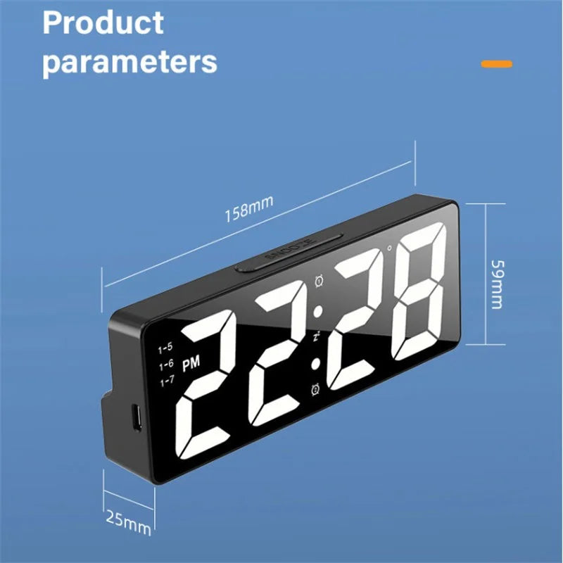 LED Digital Alarm Clock with Adjustable Brightness and Temperature Display - Smarsty