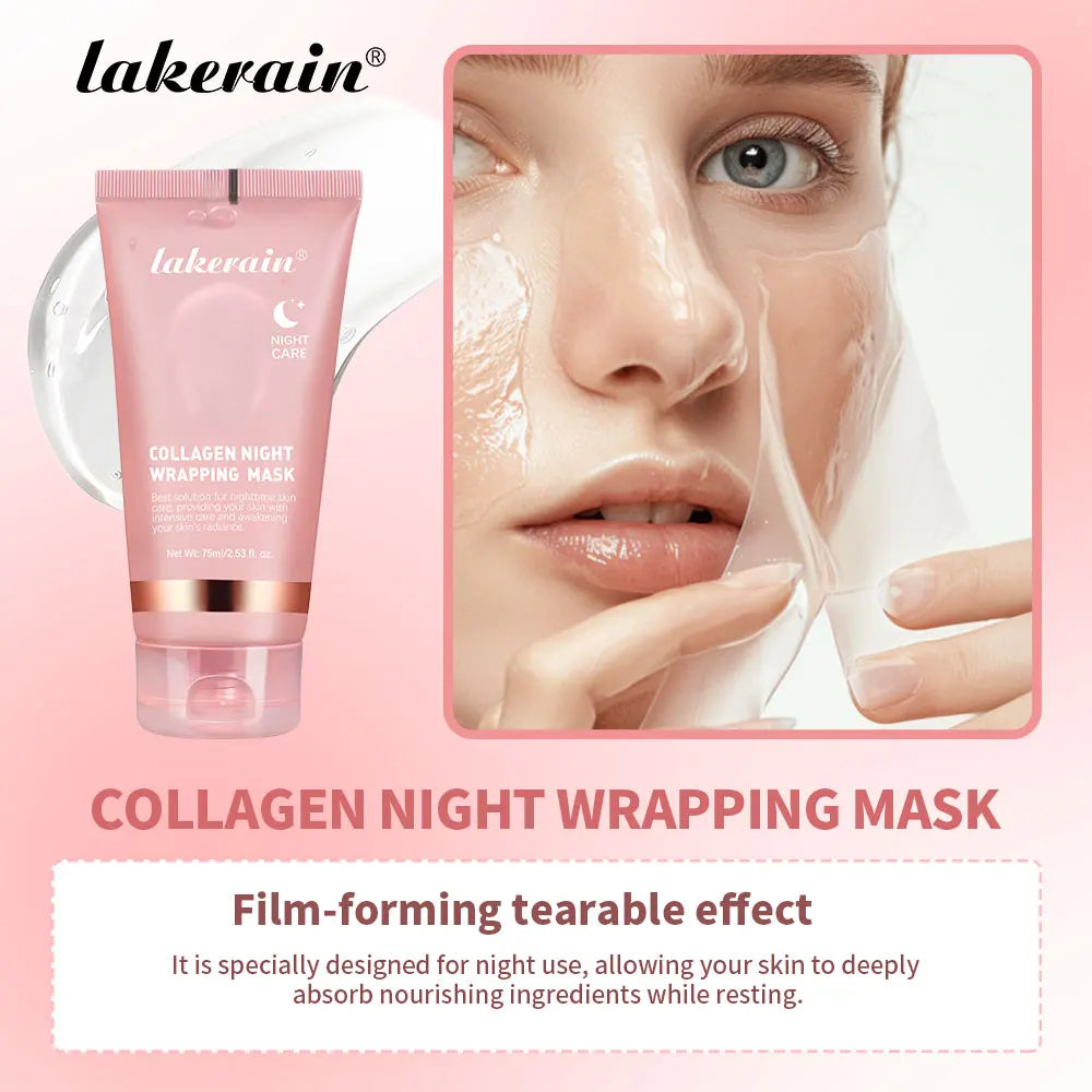 Night Collagen Wrapping Mask Rejuvenation Moisturizing Brightening Korean Face Mask Make Glowy Skin Elasticity Facial Mask - Smarsty