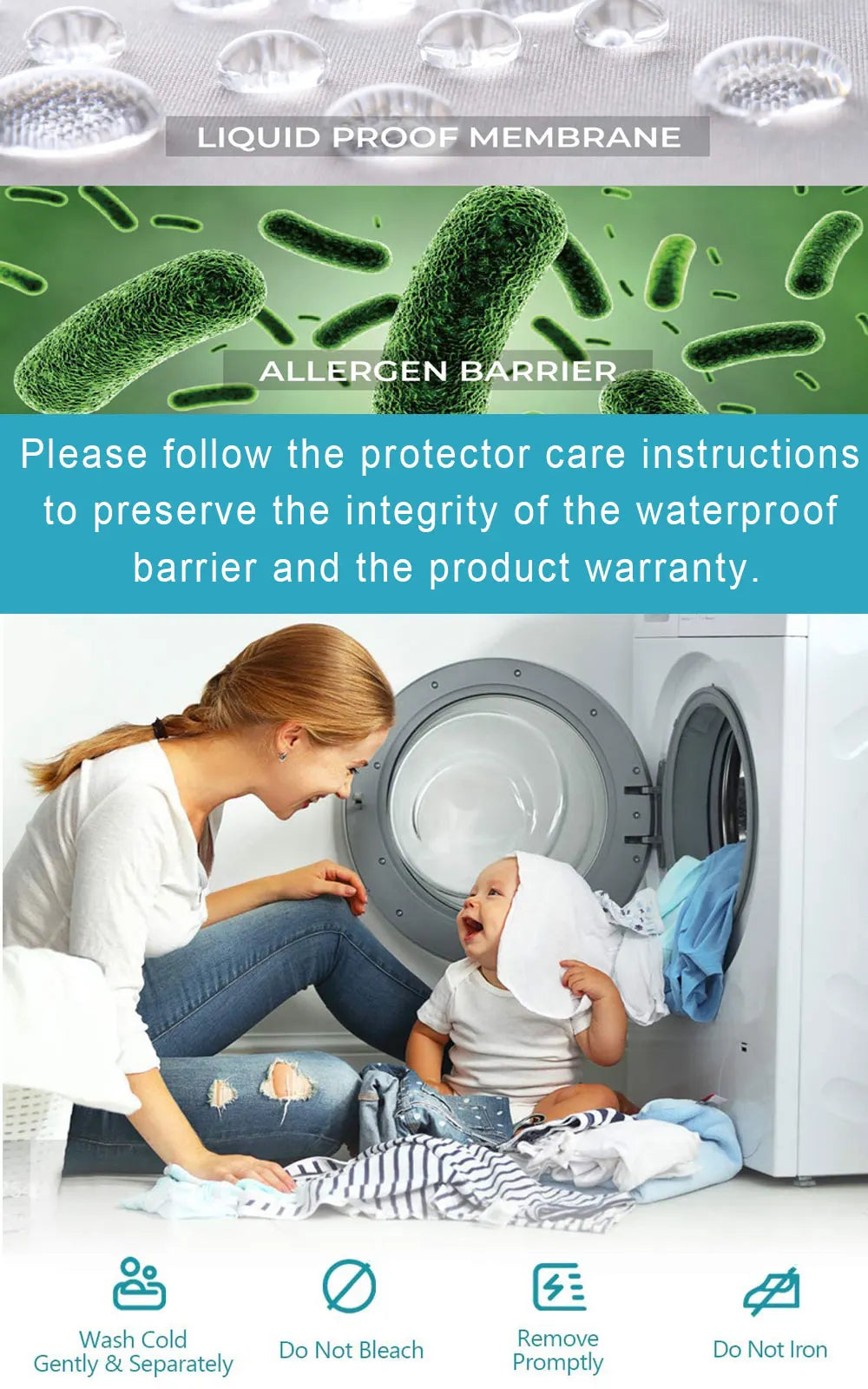 Waterproof Cotton Terry Mattress Cover Sheet Protector - Smarsty