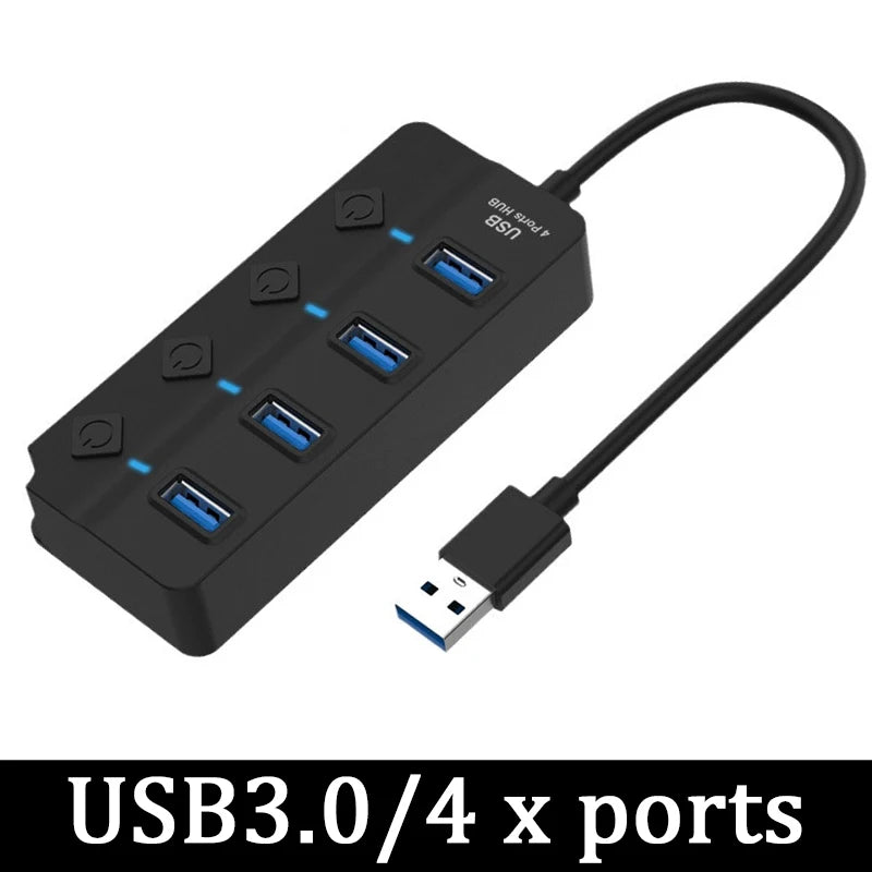 USB 3.0 Hub 4/7 Port Multiport Cable High Power Adapter