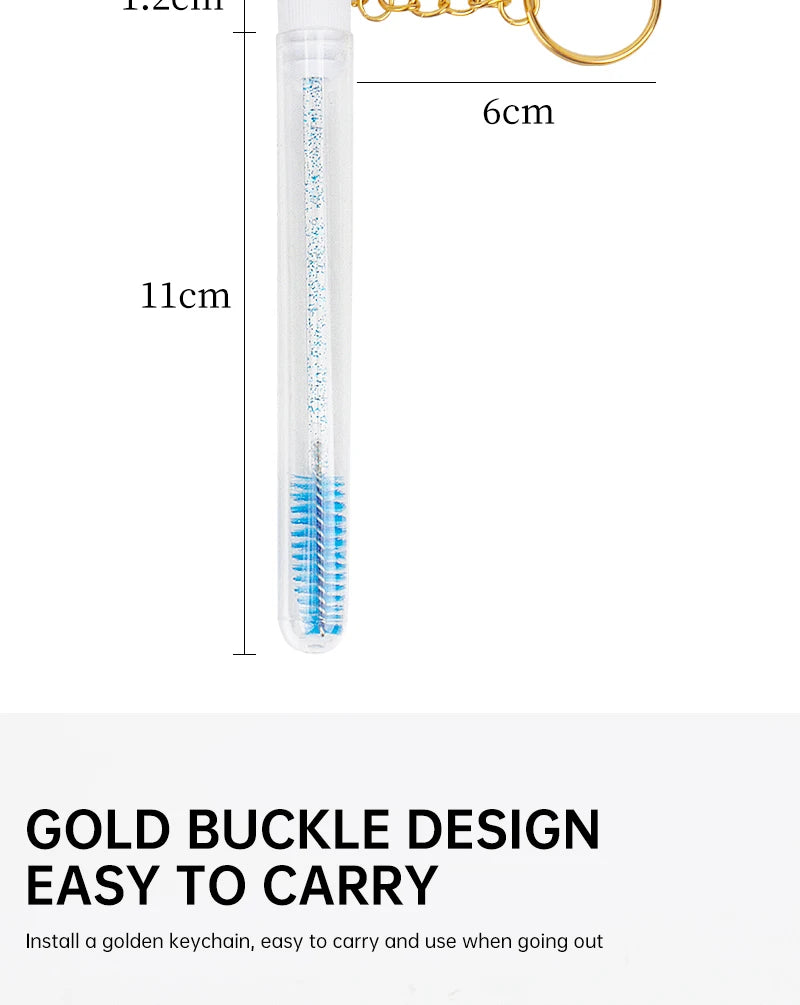 10 Pcs Tube Eyelash Brushes with Gold Keychain Convenience - Smarsty