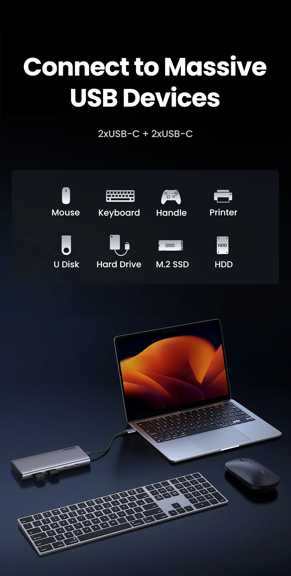 USB C Hub 4K HDMI DockingStation With 100W PowerDelivery