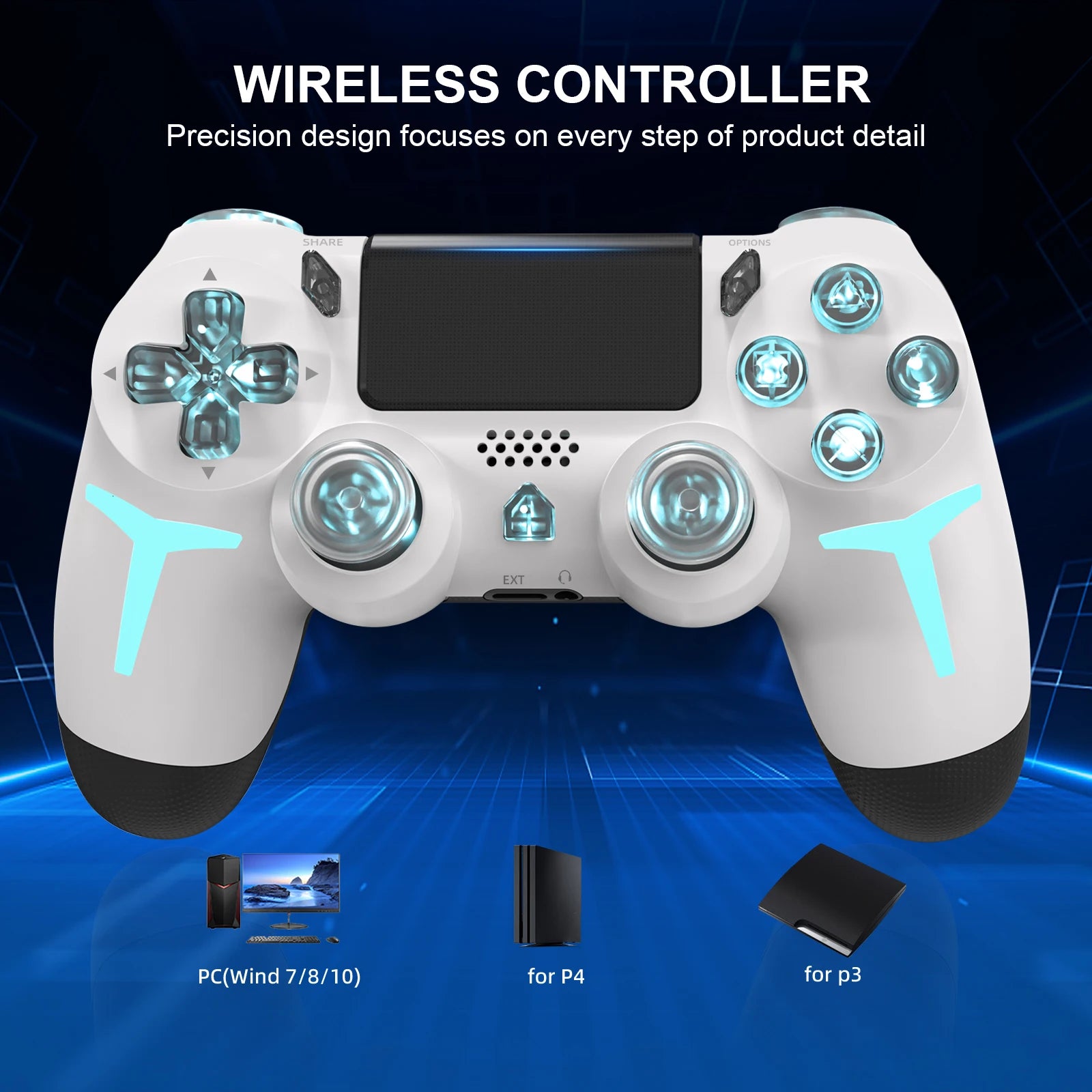 GAMINJA RGB Wireless Game Controller With Dual Vibration - Smarsty