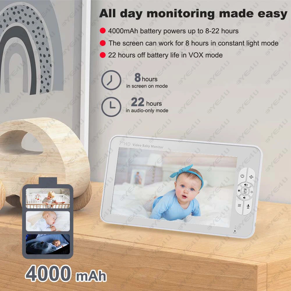 5 Inch Video Baby Monitor With Camera PTZ Zoom Babyphone Cam Security Protection Surveillance Cameras Temperature Sensor Lullaby by Smarsty
