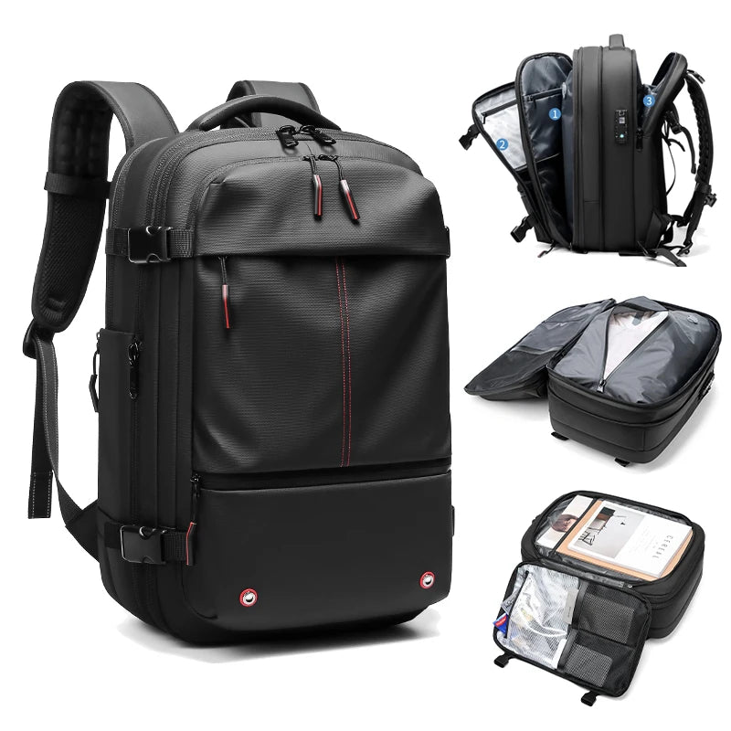 Travel Men 17 inch Laptop Backpack vacuum compression Backpack Business Large Capacity school Backpack expand outdoor backpack - Smarsty