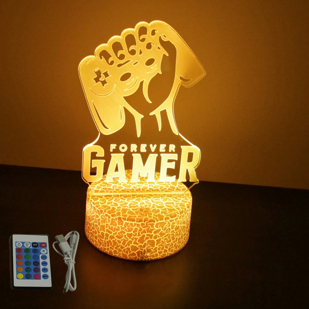 Neon Gamer 3D LED Night Light for Kids - Smarsty