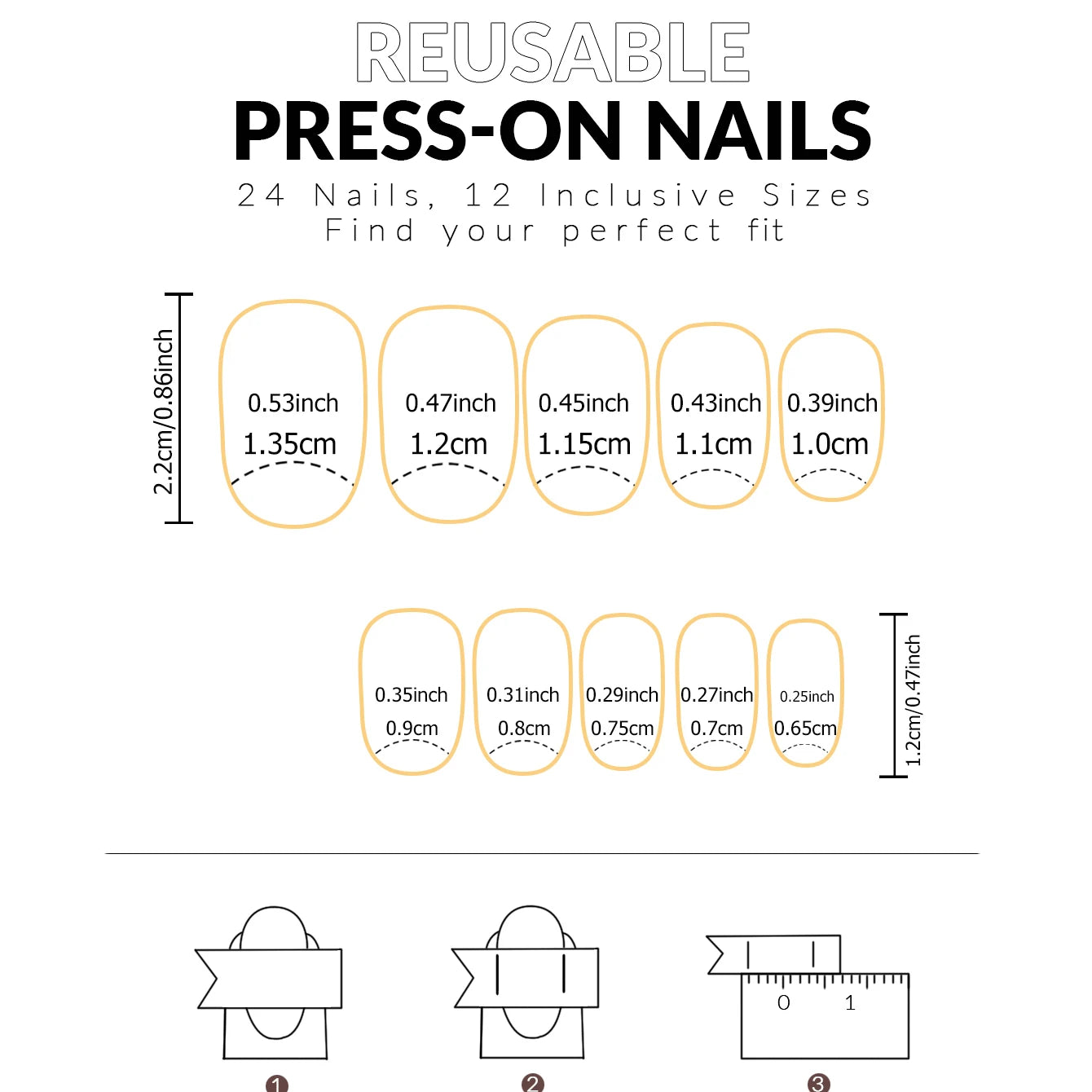24pcs Press On Nails Black Medium Square Design - Smarsty