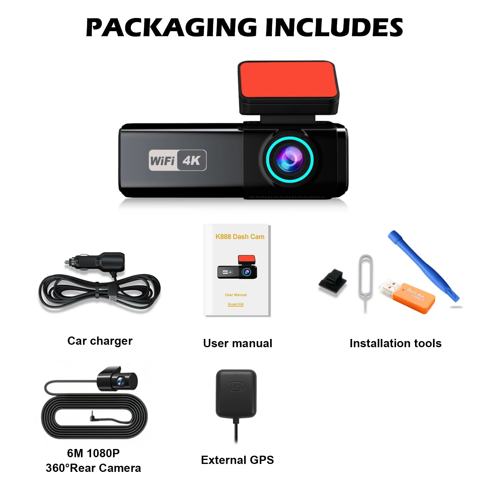 Stunning 4K Dash Cam Front And Rear Night Vision Wifi - Smarsty